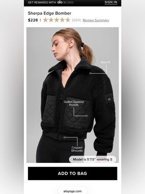 ALO Yoga Black Sherpa Zip Jacket